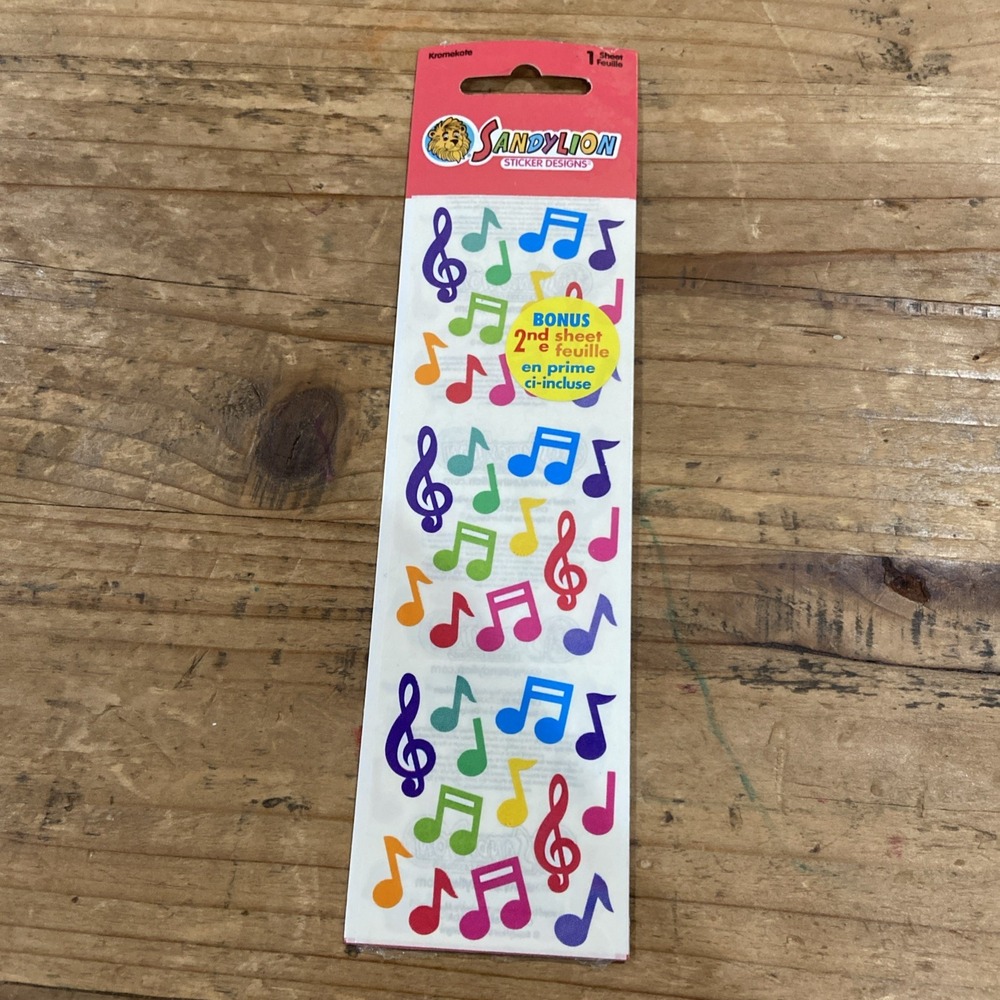 Vintage Sandylion UNOPENED Sticker Packs Colorful Music‎ Notes